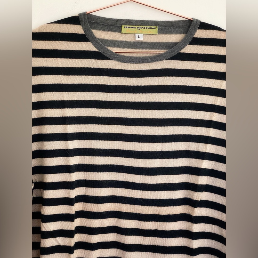 NWOT Armand Diradourian for Paul Smith Cashmere Cotton Striped Sweater L - Picture 3 of 7